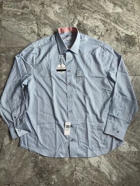 NWT Nick Graham Men's XL Light Blue Geometric Print Button Down Dress Shirt